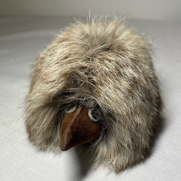 Vintage retro hedgehodge with real fur and suede leather. Conversation piece - Picture 2 of 6